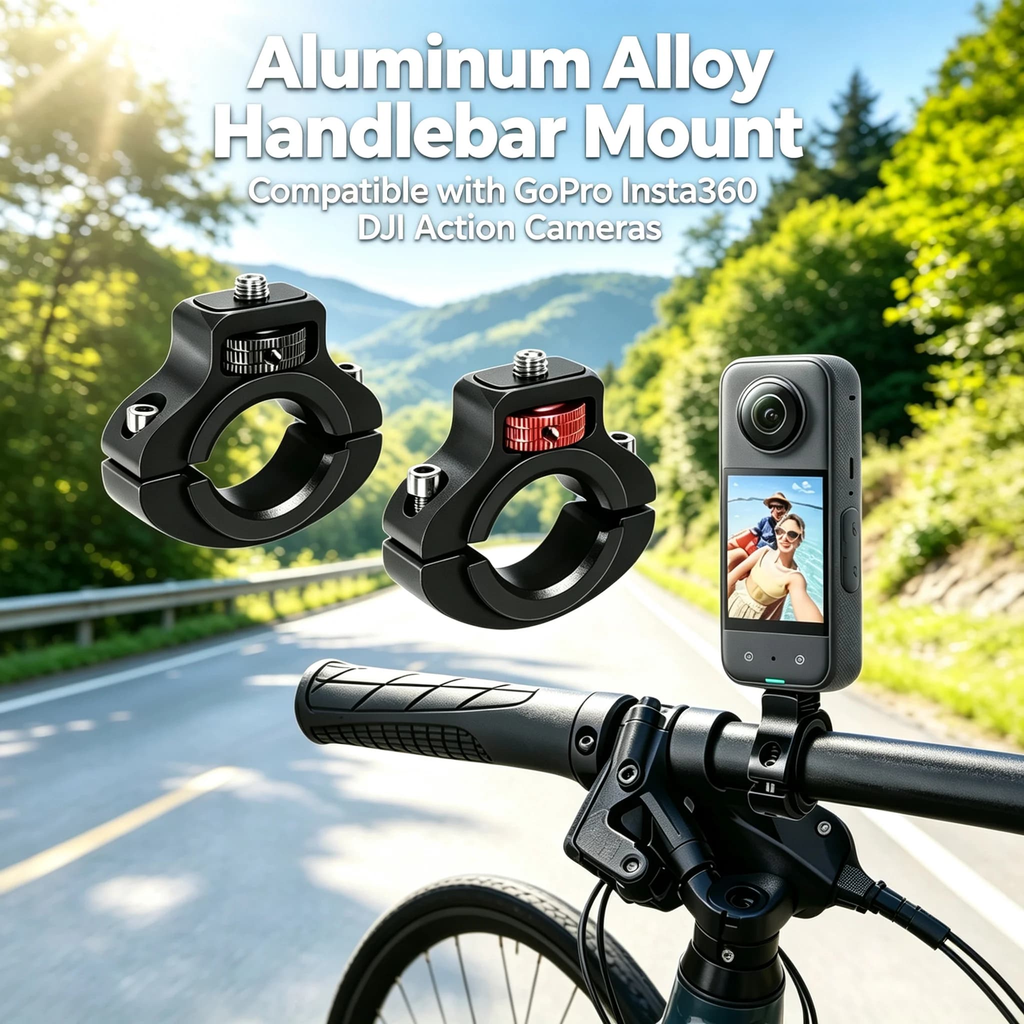 Bike support for aluminium alloy bicycle handlebar for Gopro 13 12 11 10 9 8 SJCAM AKASO Insta360 DJI Osmo Action Cameras