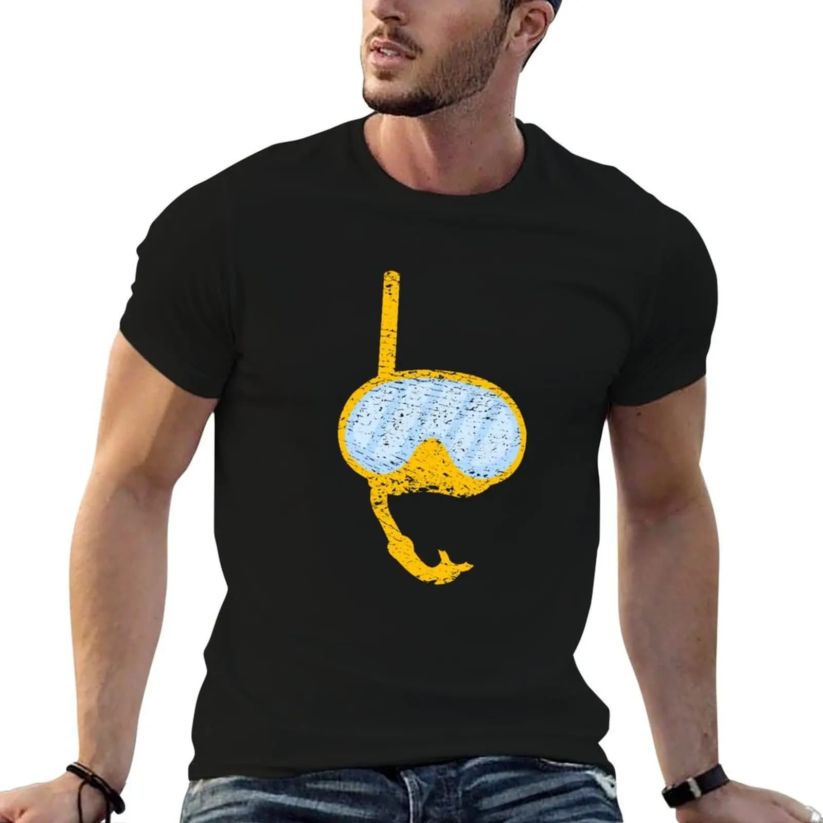 T-shirt da uomo per snorkeling, immersioni subacquee, t-shirt divertente di design in cotone