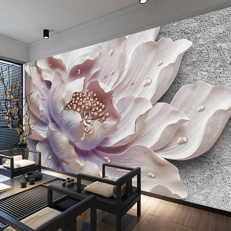 Personalized Parade Card Wall 3D Stereoscopic Relief of Monili Peonia Flower Wall Painting Studio Bedroom Living Room Decor Photos Parade Card