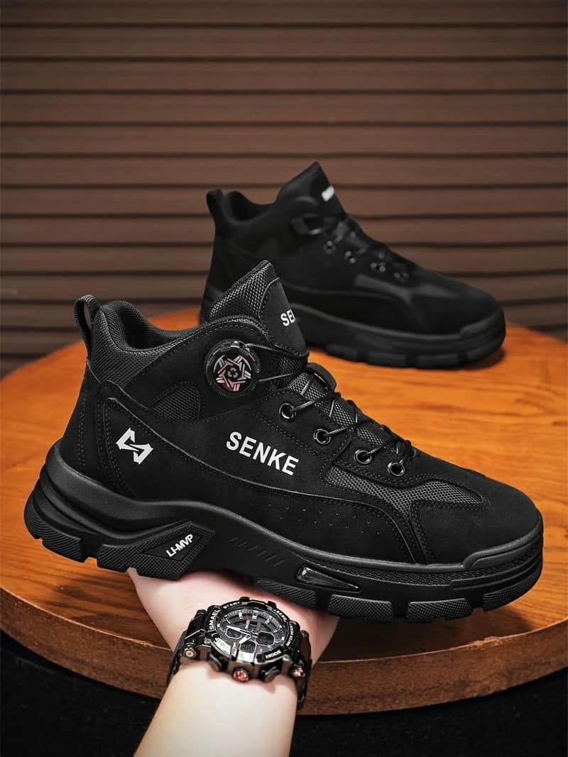 Men's Outdoor Boots with Rotation Buckle Leisure Work Shoes Anti-slip Wear-resistant Casual Footwear for Daily Use