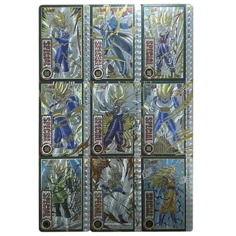 9 pz/set Manga Dragon Ball Son Goku FAI DA TE self-made Rough Flash Hot Gold Card Anime Gioco Collezione di Carte Regalo Giocattolo 59*86mm
