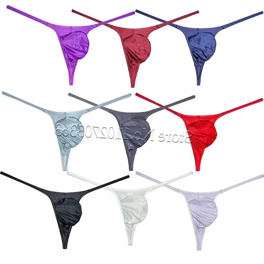 Tanga da uomo con tasca sagomata, sexy, slip, perizoma, bikini, lingerie lucida, ultra tanga