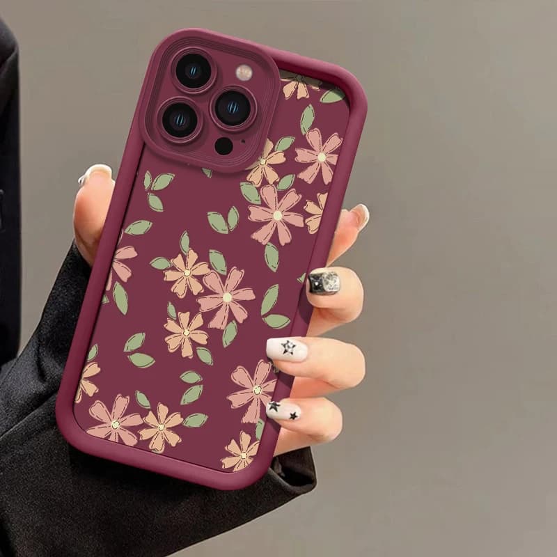 Matte Phone Case For iPhone 17 Air 16 17 Pro Max 16e 15 14 Plus 12 13 Mini 11 SE Soft TPU Shockproof Flowers Painting Cover