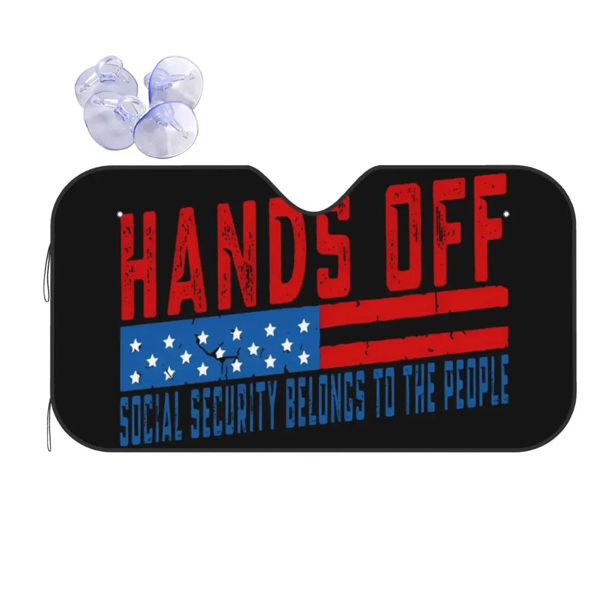Mani Off Protest 2025 Parabrezza vintage Parasole 70x130 cm Foglio di alluminio Finestra per auto Parabrezza Copertura Accessori Coperture
