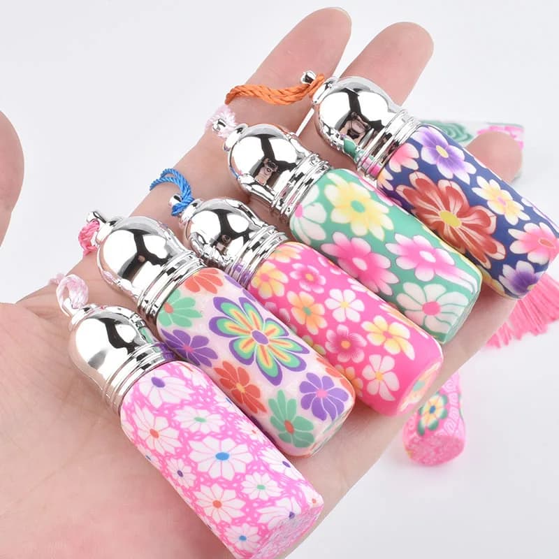 10/20/30/50pcs Argilla Polimerica Rotolo Sulle Bottiglie di Vetro 5ml Bottiglia Vuota Colorata Bottiglia A Sfera Rullo Per Kit Da Viaggio di Olio Essenziale