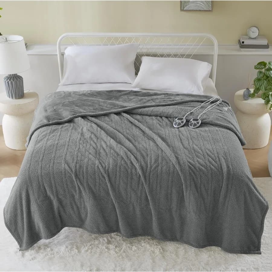 Coperta riscaldata Coperta king size elettrica Coperta riscaldante morbida e calda sfocata King per divano da ufficio 1-12 ore timer di spegnimento automatico 10