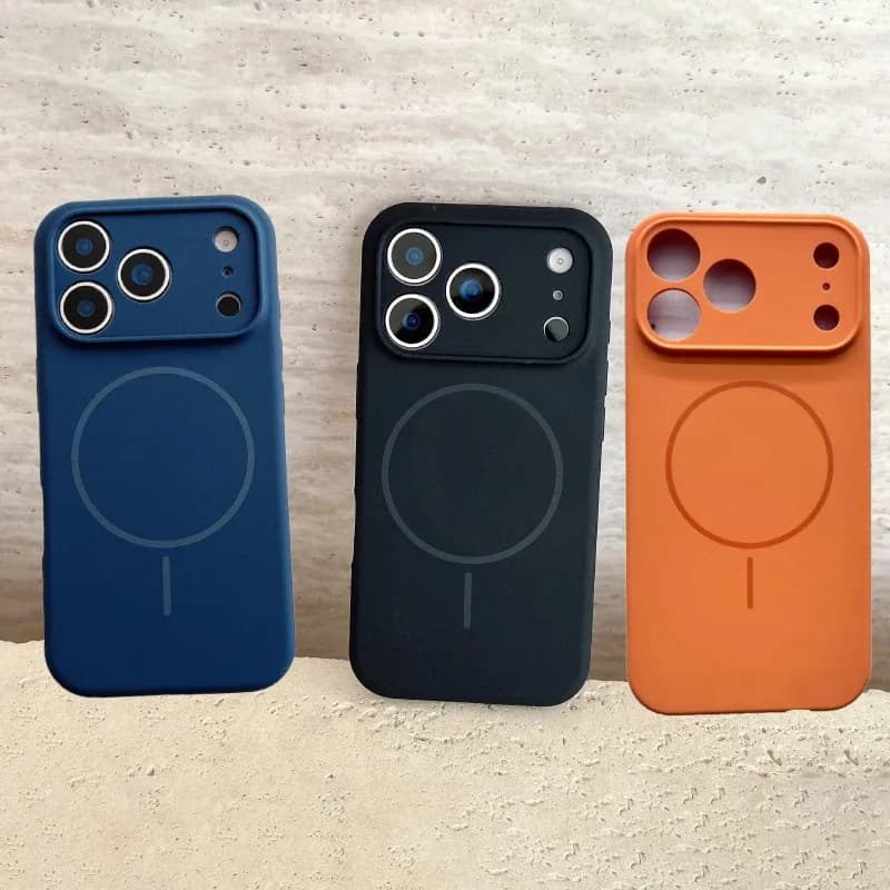Per Magsafe Custodia per telefono in silicone liquido tinta unita con ricarica wireless magnetica per iPhone 17 Pro 16 15 Pro Max Cover posteriore per paraurti