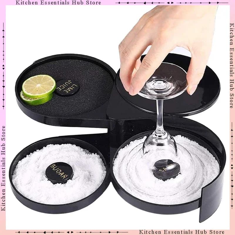Rimmer per sale a 3 livelli Set per Margarita e cocktail Rimmer Accessori da bar portatili pieghevoli per contenitori di spezie per sale e zucchero
