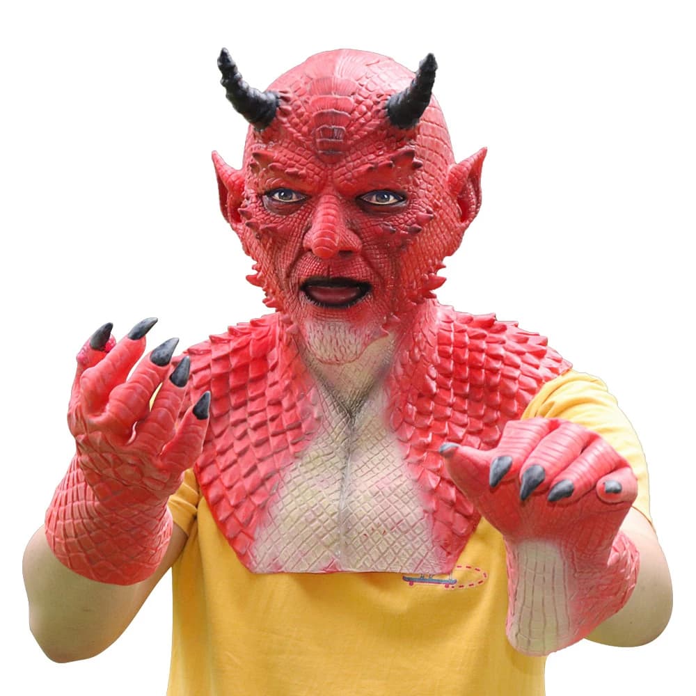 Cosplay Horror Lord Boss Re delle Mentibri Diablo Belial Berry Demone Maschera di Halloween Copricapo a pieno facciale Guanti ad artiglio Puntelli per feste