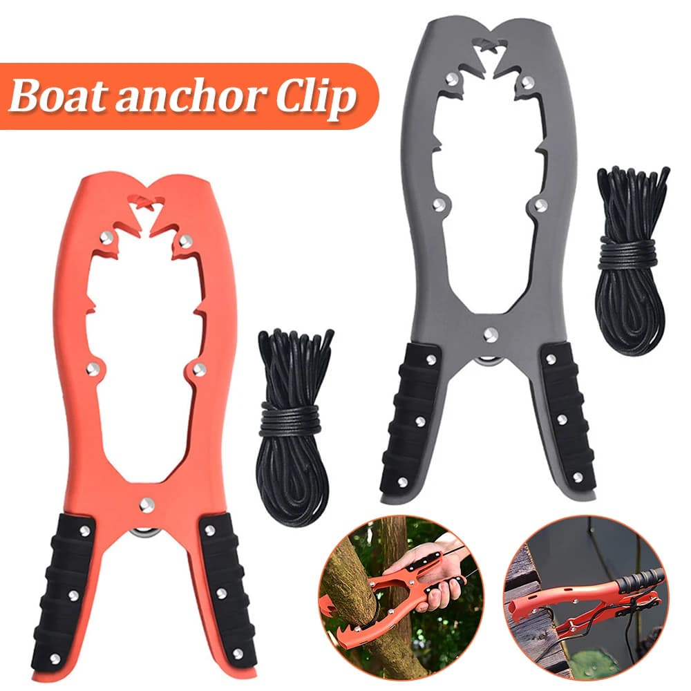 Ancoraggio portatile per impugnatura per kayak con grande bocca di serraggio Spazzola da pesca Pinza Impugnatura per ancoraggio in acciaio inossidabile per kayak Tavole da paddle