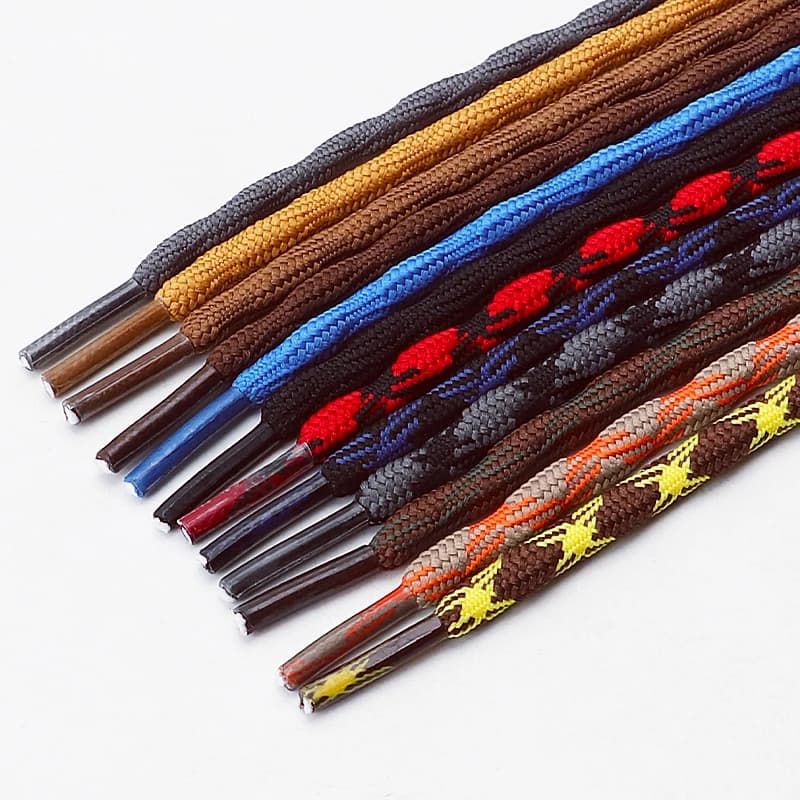 2Pairs Wear‑Resistant Polyester Replacement Shoelaces for Heavy‑Duty Round Boot Laces, Hiking Trekking Mountaineering Work Boots