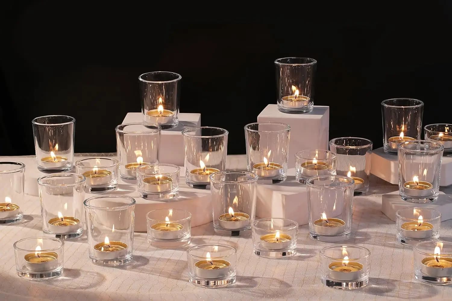 Set di 72 Portacandele in Vetro Trasparente per Centrotavola Matrimoniali, Supporti per Candele Tealight, Decorazioni per Feste