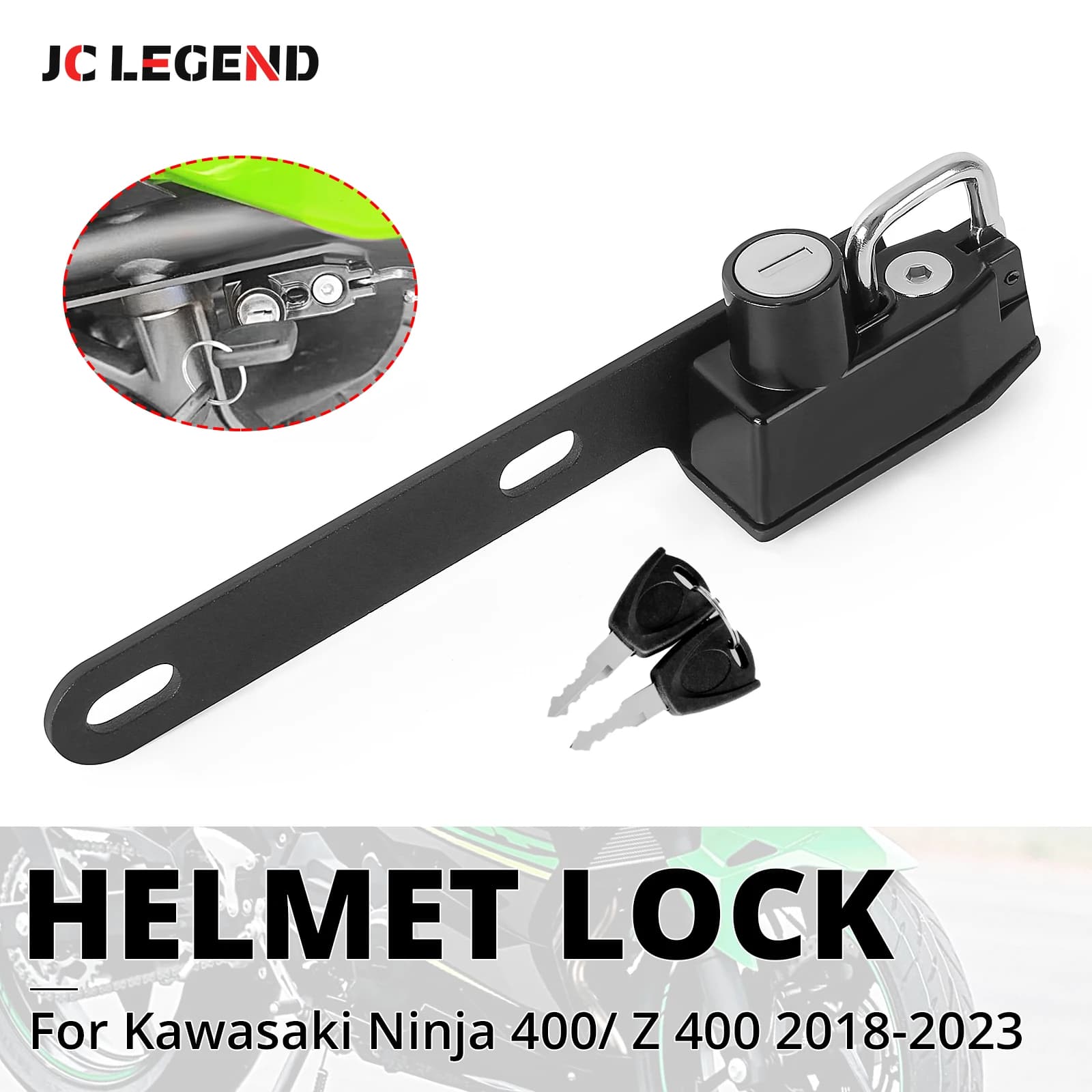 Casco moto Blocco antifurto con 2 chiavi Kit adatto per Kawasaki Ninja 400 Z400 2018 2019 2020 2021 2022 2023 2024