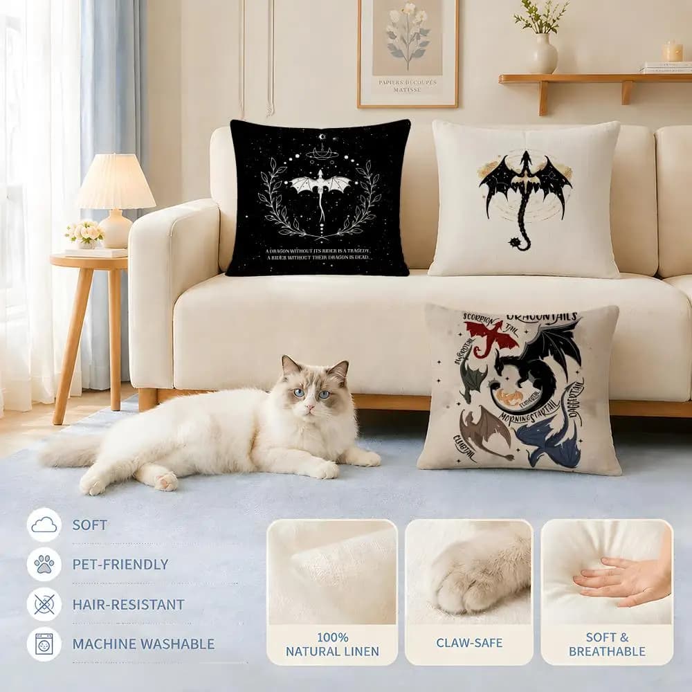 Fodere per cuscini Divano Adatte a gatti e cani Fodere per cuscini decorative con personaggi Fourth Wing DragonS per sedie 45x45 40x40