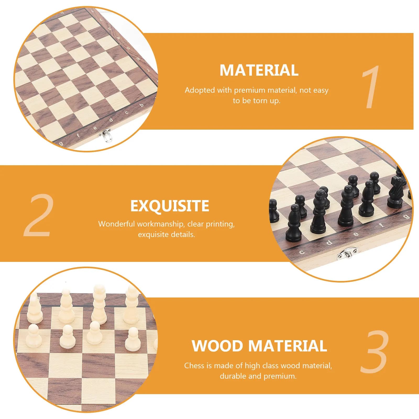 1 set di scacchi internazionali pieghevoli, design educativo in legno, leggero e portatile, per bambini e adulti