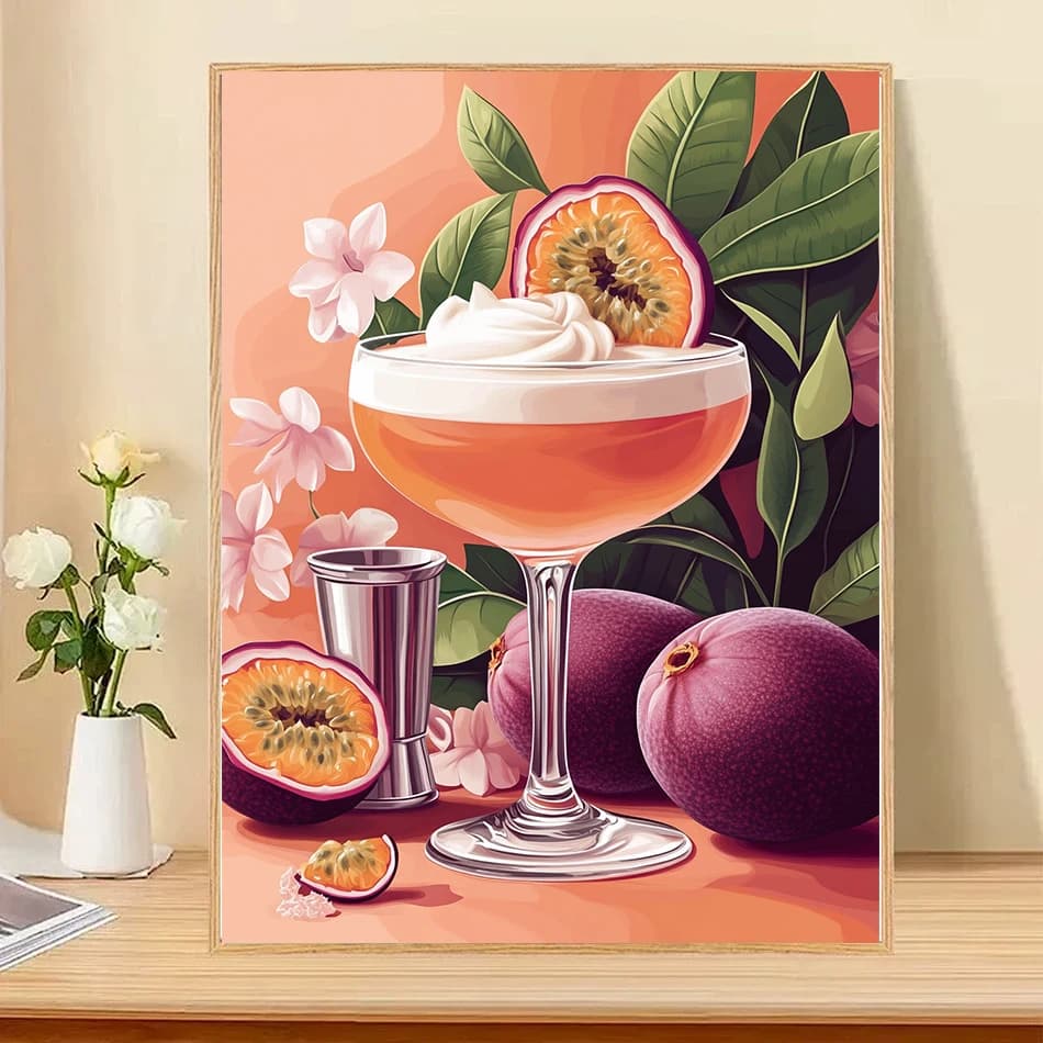1pc frameless Simple Painting By Numbers Easy fruit drinks Diy Crafts Coloring By Numbers Acrylic Paint Kit Handmade Art Supplie