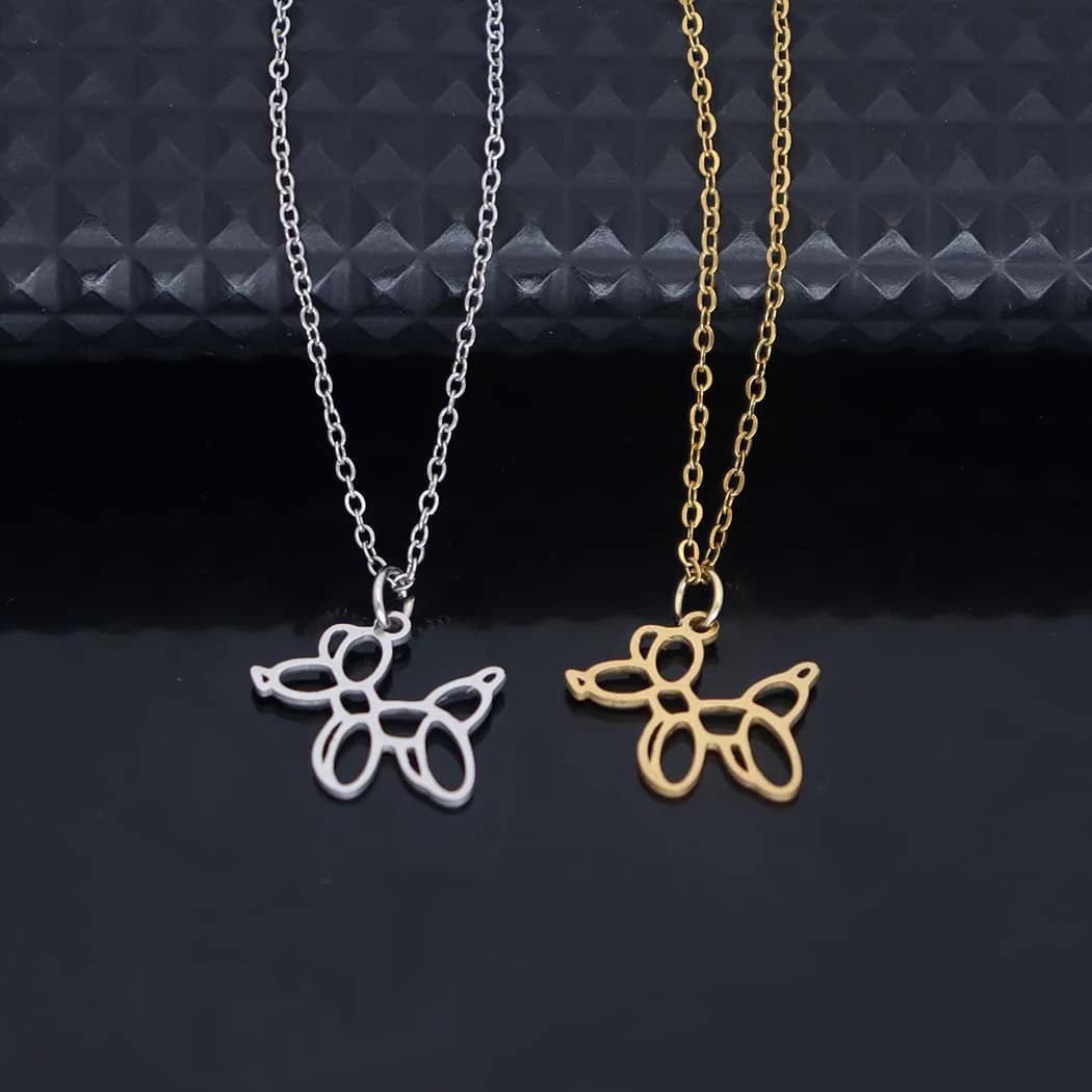 Nuovo accessorio alla moda con ciondolo a forma di cane in acciaio inossidabile elettroplaccato, versatile catena per collare adatta a tutte le occasioni