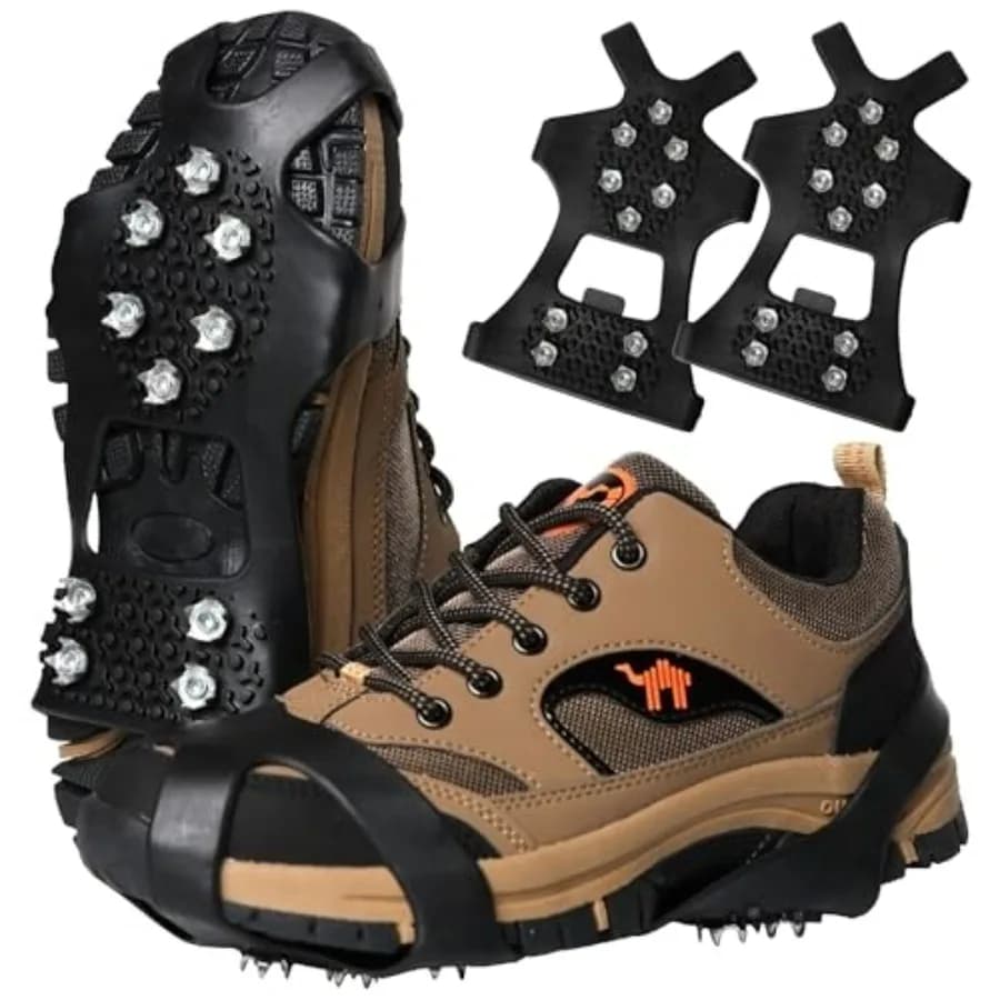 Ice Cleats Snow Traction Cleats Crampons for Shoes and Boots Non-Slip Overshoe Crampons for Women Men Walking on Snow and Ice