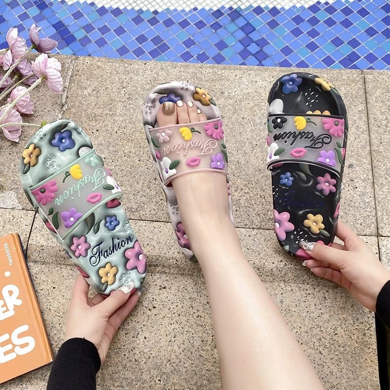 Pantofole da donna Batoom morbide, antiscivolo, con graziosi fiori, alla moda, per interni, bagno e casa, stile coreano, per uso quotidiano