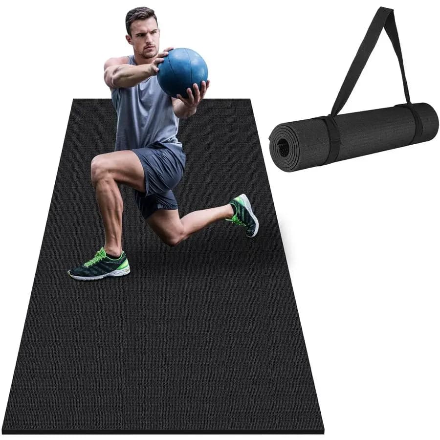 6x2 and 6x4 training pad for home gym, ideal for weight lifting, rope jumps, MMA, yoga, cardio, stretching, plyo, HIIT, suitable for shoes