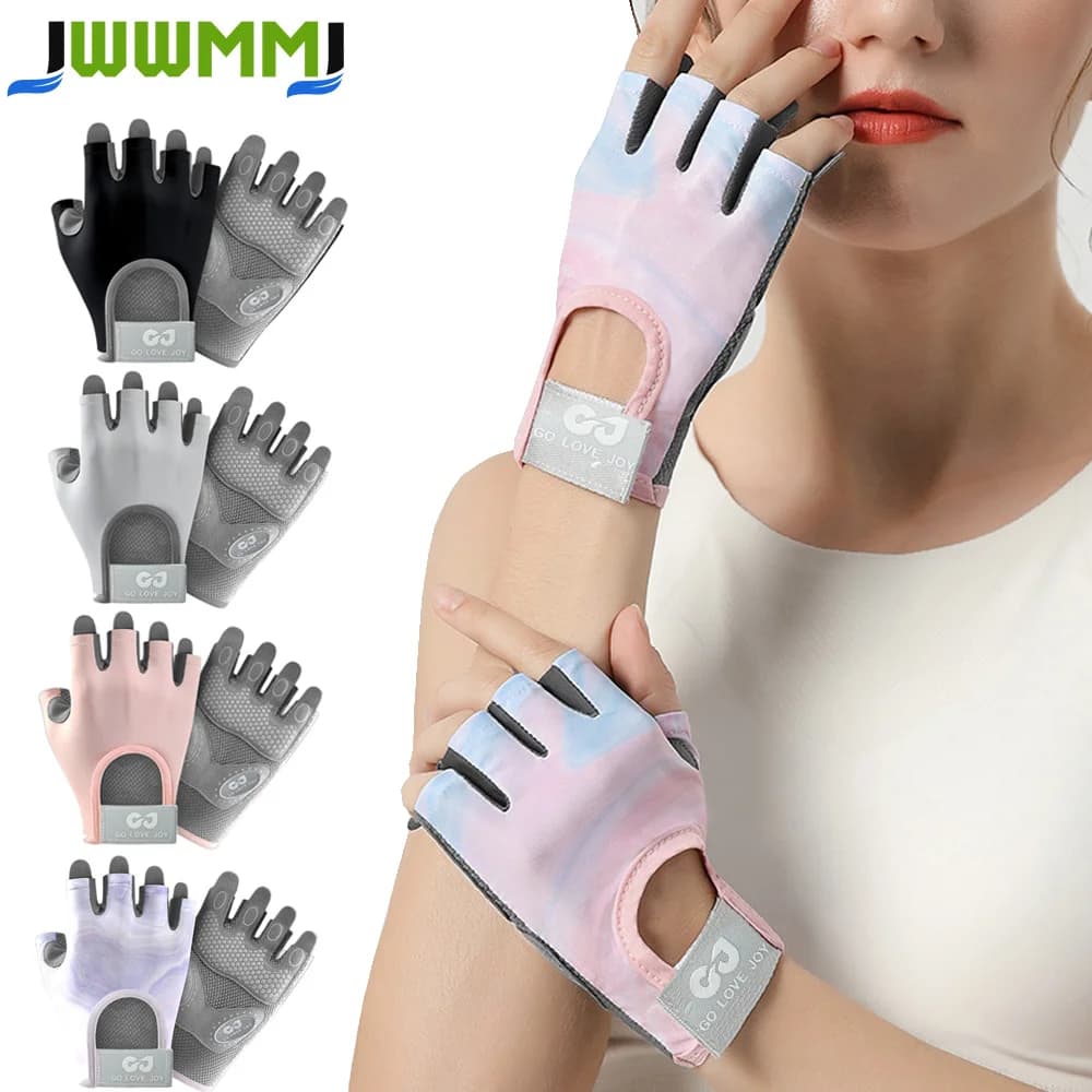 1Pair Workout Gloves Men Women Gym Lifting Fitness Climbing Exercises Work Out Wrist Belt Shock Absorb Foam Pad Palm Crossfit