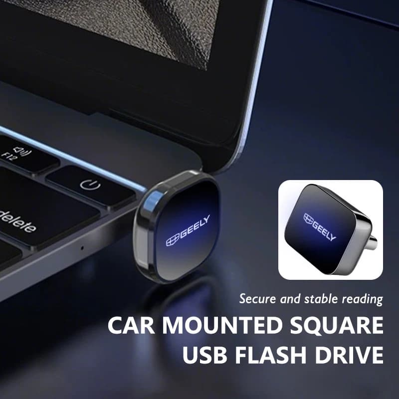 Car Dashboard Portable Storage 32GB/64GB Square USB Flash Drive For Geely Tugella Atlas Pro Coolray Geometry C Emgrand ec7