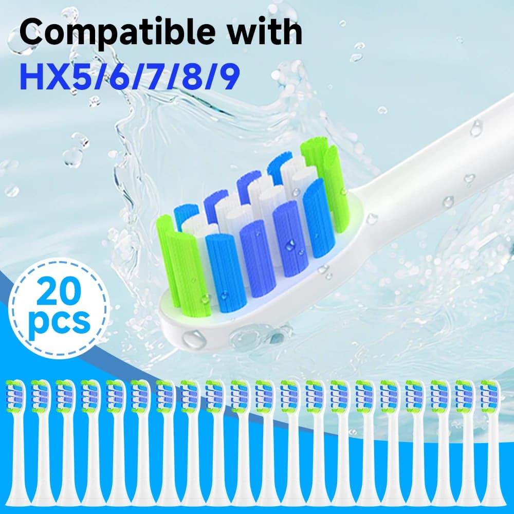 4/8/12/20 pieces Replacement heads compatible with Philips Sonicare DiamondClean HX5/HX6/HX9 electric toothbrush heads