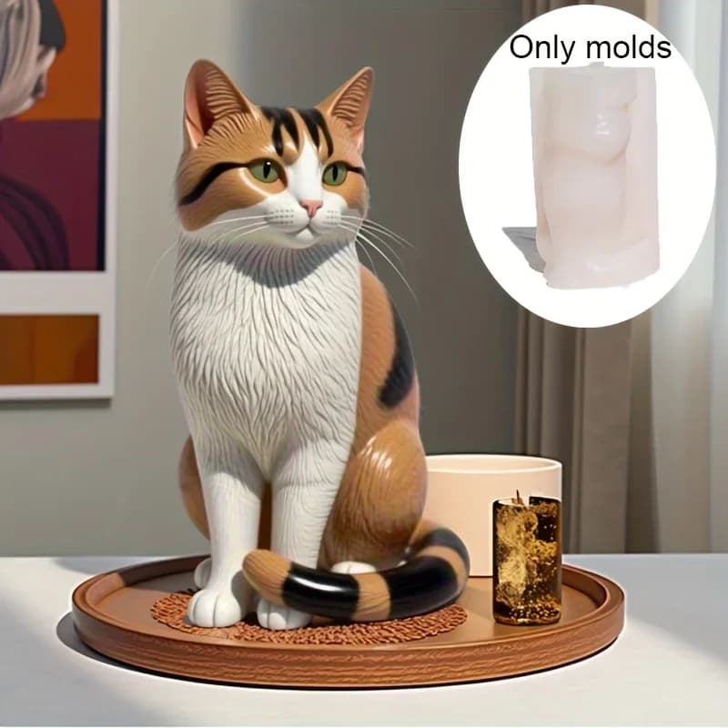 Stampo in Silicone per Candele Aromaterapiche a Forma di Gattino, Ornamenti in Resina Epossidica a Forma di Gatto, Decorazioni per Casa e Giardino