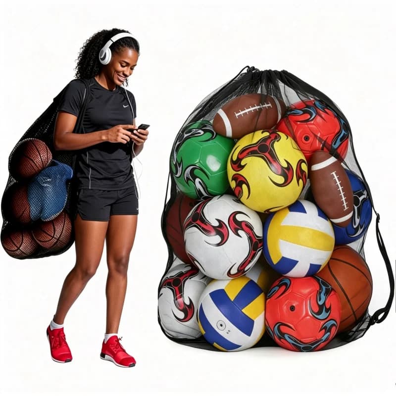 Extra Large Network Bag for Football Balls, Bag with Basket for Basketball, Volleyball and Football Net Bag, Large Sports Bags for Gym