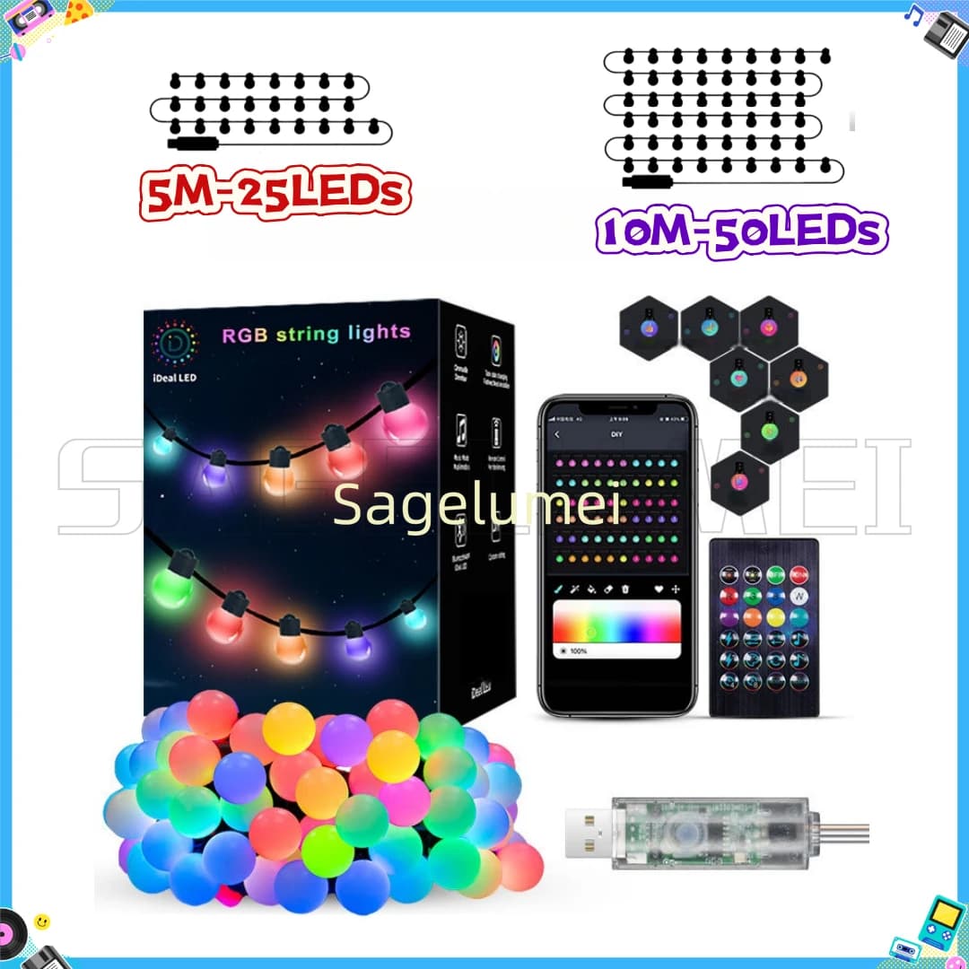 Dreamcolor Cerchio Lucine Stringa Bluetooth LED String Impermeabile App esterna Telecomando Ghirlanda Lucine Decorazione