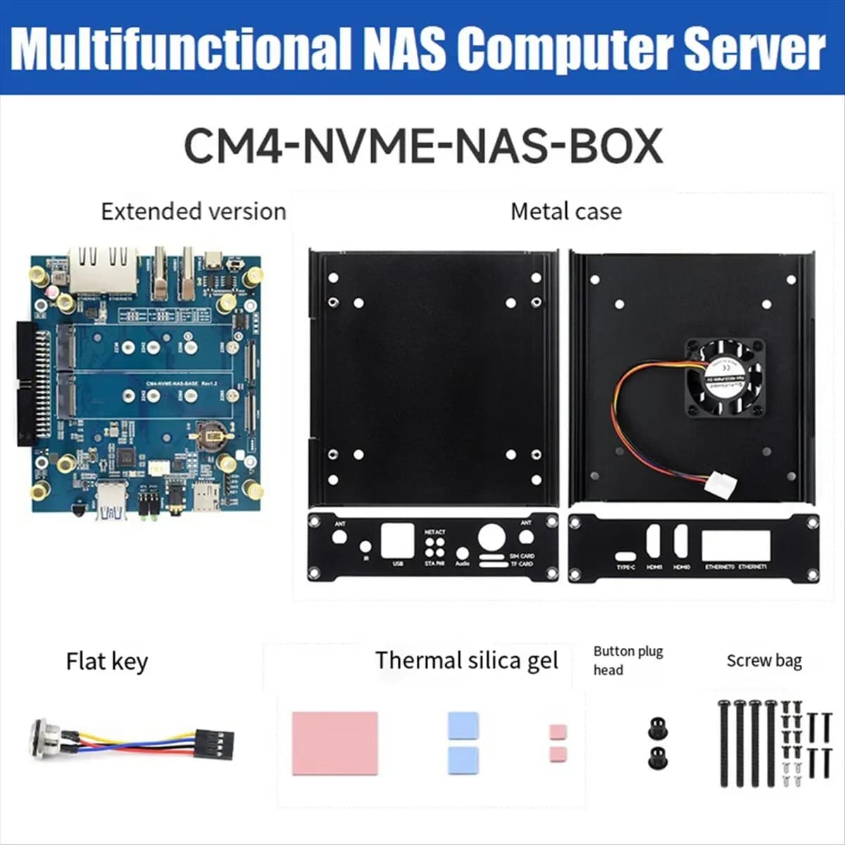 A43M for Raspberry Pi CM4 NAS Mini Multifunctional Computer with Slot NVME Dual-Channel, Supports Nano-SIM/Module 4G