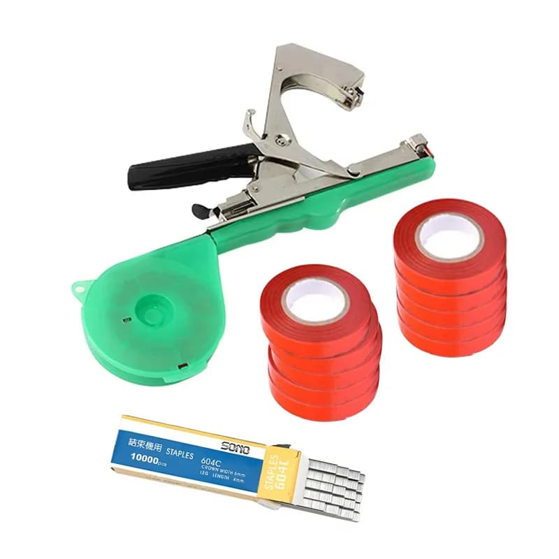 Legatrice Plant Garden Plant Tapetool Tapener + 10 Rolls Tape Set per verdura uva pomodoro cetriolo pepe fiore