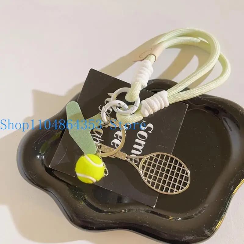 652F Accessorio portachiavi con racchetta da tennis verde vivace, perfetto per le fashioniste sportive