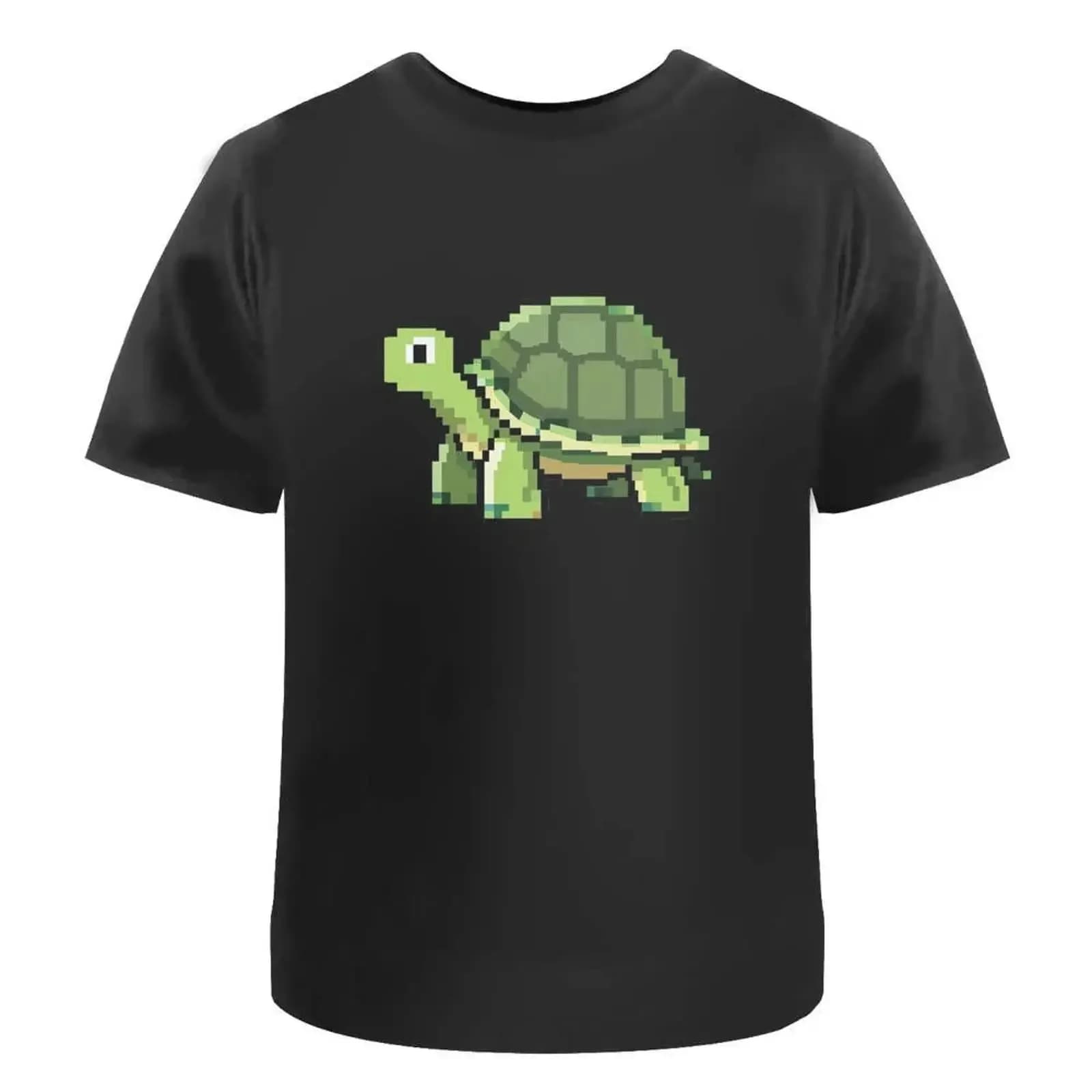 T-shirt 'Retro Game Style Green Tortoise' 100% Cotone S-XXL TA060651 Vintage Lavato alla Moda Traspirante Elasticizzato con Grafica