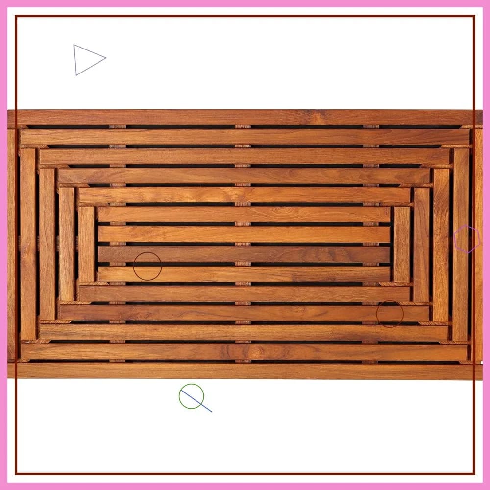 Tappetino per porta in legno massello di teak, 36x20 pollici, tappetino per doccia e spa, antiscivolo, per interni ed esterni