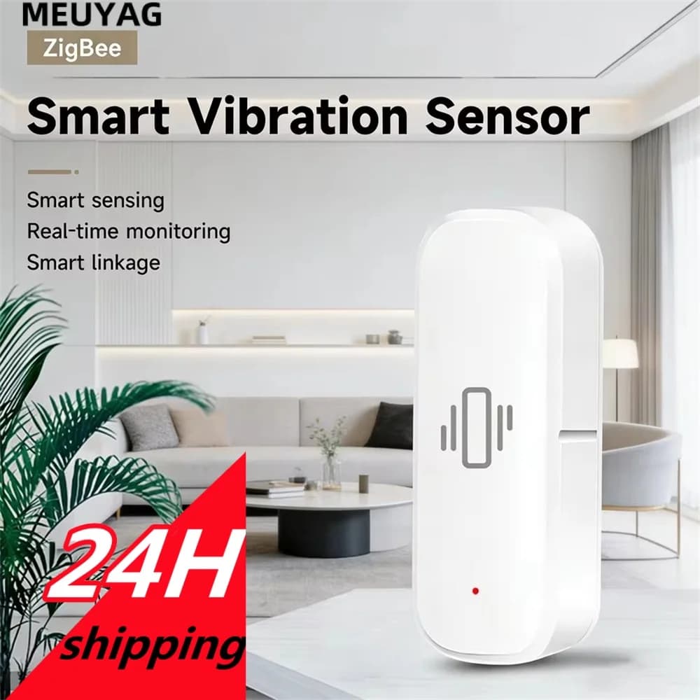 Rilevatore di Vibrazioni Tuya ZigBee, Monitoraggio Remoto tramite App Smart Life, Protezione di Sicurezza, Sensore Zigbee, Allarme Movimento e Shock, Richiede Gateway