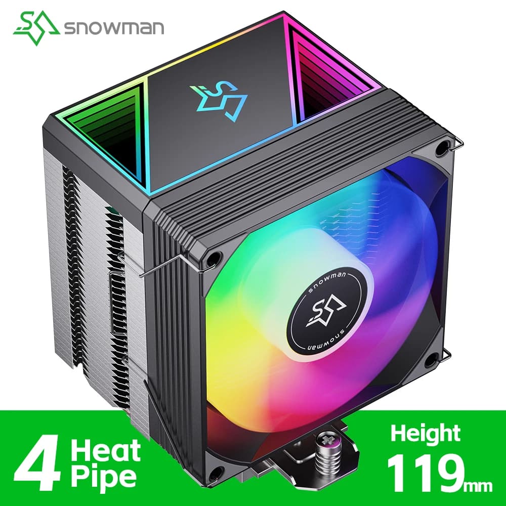 SNOWMAN MX94-V4-SE Dissipatore CPU ad Aria con 4 Heat Pipe, Ventole RGB PWM per PC, Compatibile con Intel LGA1851 1700 1200 1151 X99 2011 e AMD AM5 AM4