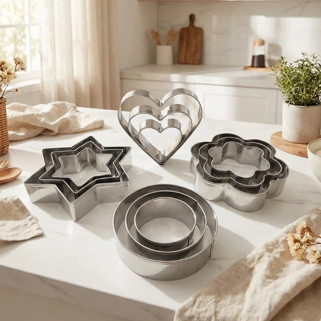 12pcs / 20pcs stainless steel metal biscuits set heart round star flower shapes baking tools for biscuits diy pastry