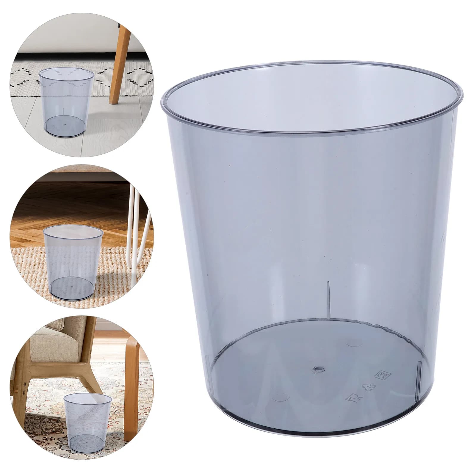 Small Plastic Round Trash Can Mini Desktop Wastebasket for Dorm Room Office Bedroom Kitchen Compact 8x7.5 Inch Safe Smooth