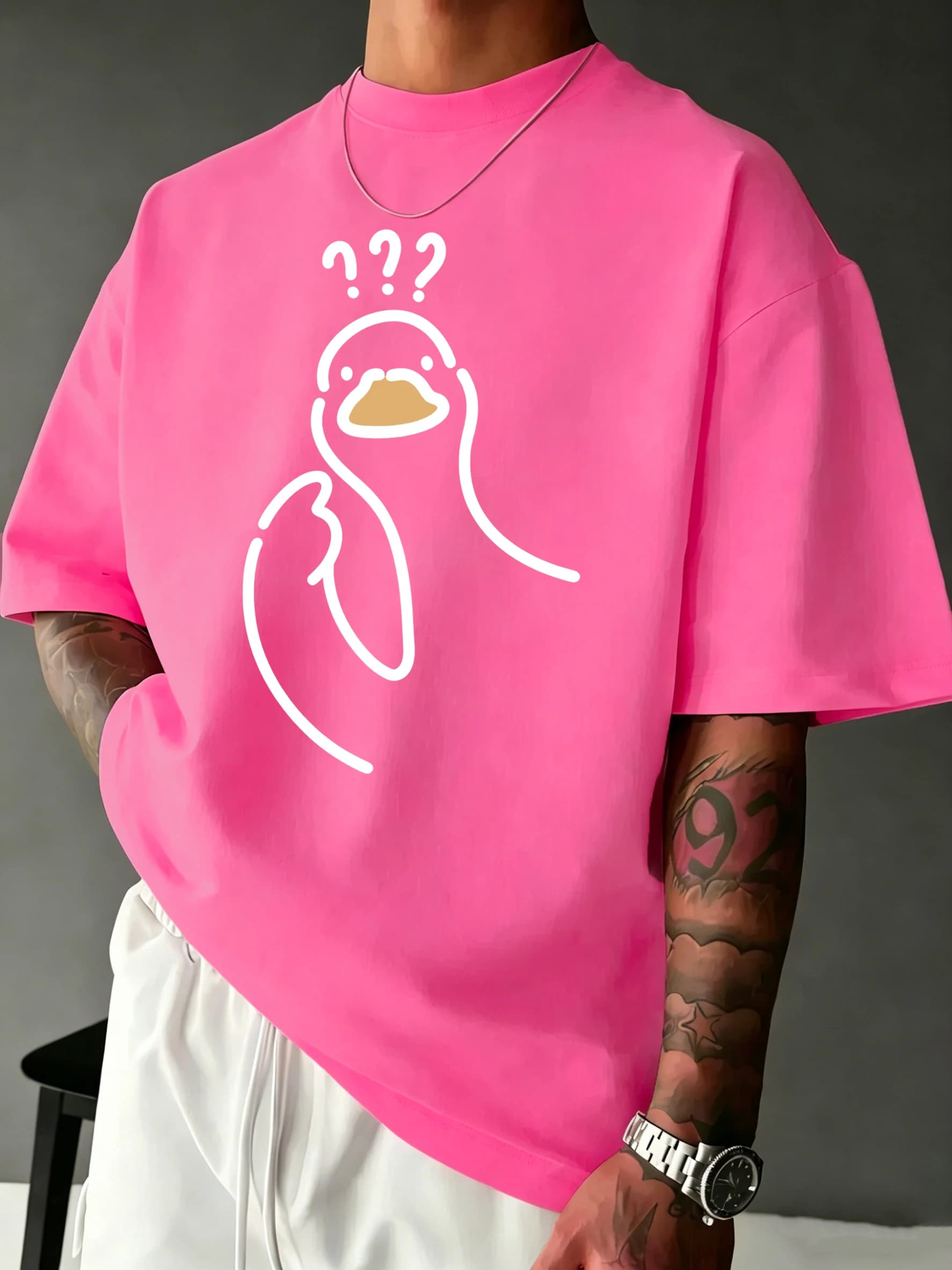 T-shirt casual stampata con scritta "A Goose Full Of Doubts", estiva, morbida, in cotone, comoda, sportiva, unisex, stile hip hop.