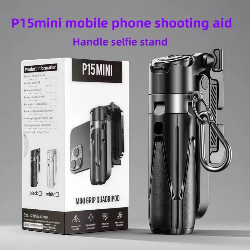 P15 Mini Selfie Stick Supporto per telefono Treppiede da tavolo Stabilizzatore portatile Supporto per tiro con telecomando Bluetooth