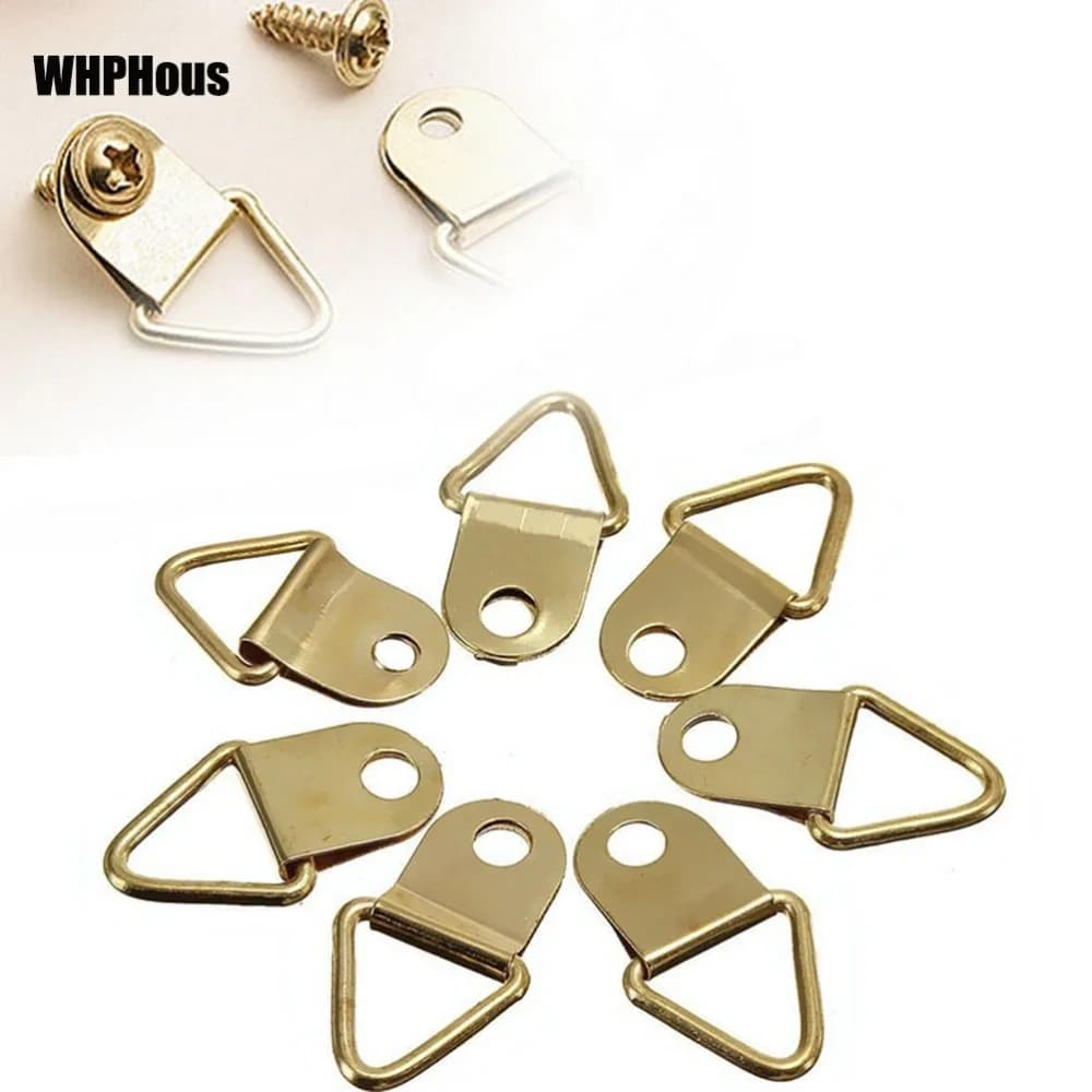 Hot 20 pz Triangolo D-Ring Appeso Pittura A Olio Specchio Telaio Gancio Foto Gancio Da Parete In Ottone Immagine Montaggio A Parete Gancio Anello