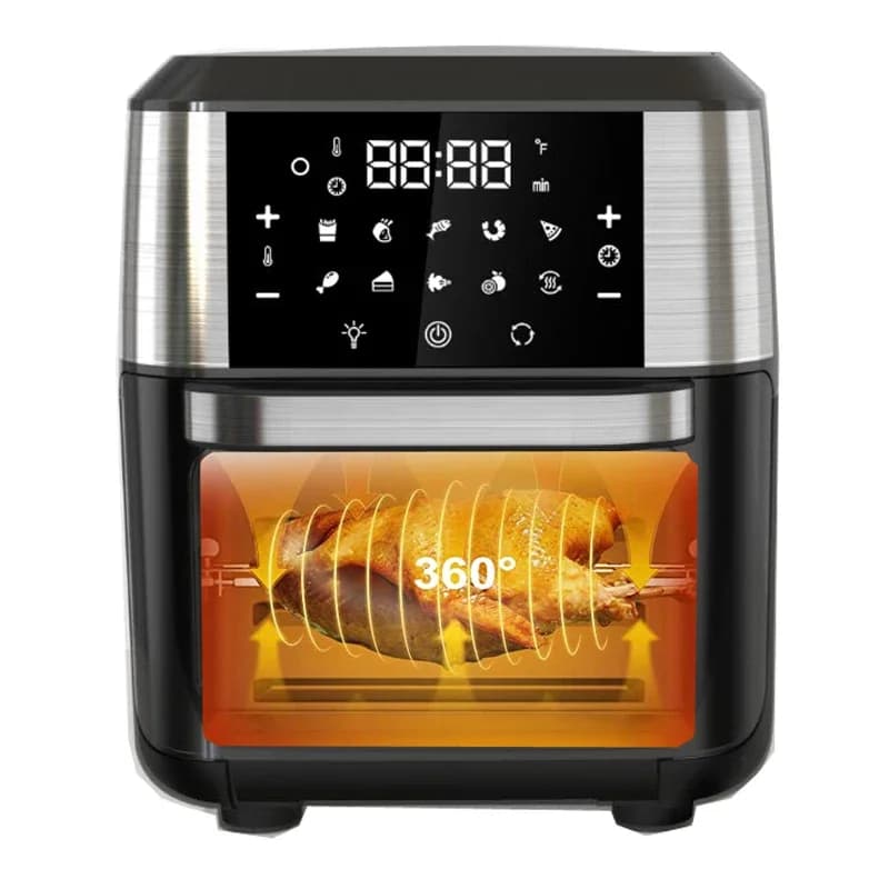 Forno elettrico per friggitrice ad aria digitale con 8 preimpostazioni di cottura Girarrosto Disidratatore Fornello senza olio Friggitrice ad aria multifunzione da 12 litri Tostapane