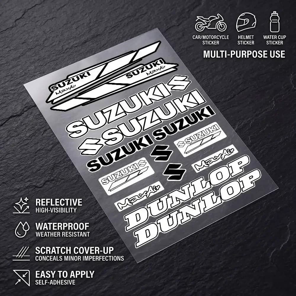 FOR SUZUKI RACING Universal Multi-Purpose Reflective Waterproof Stickers Scratch Conceal Auto Bike Helmet Mug Fridge Decoration