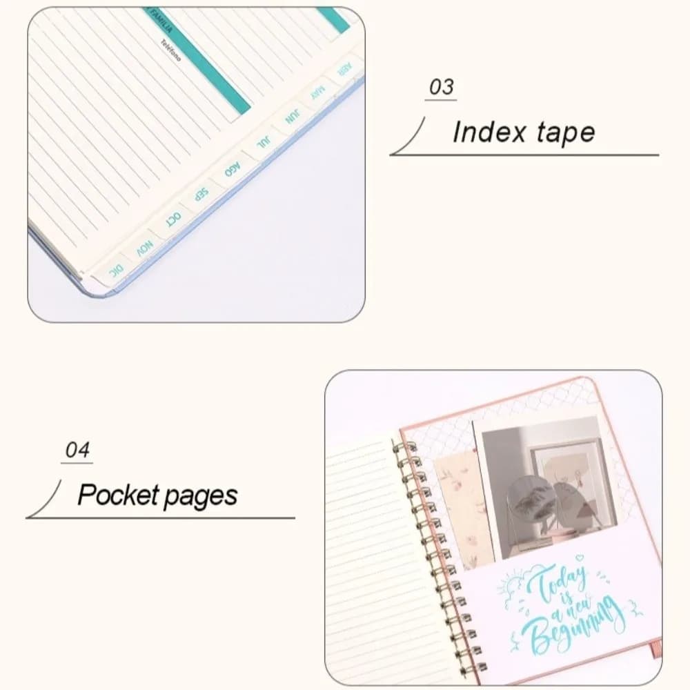 2026 Spanish Planner a5 Notebook Coil Calendar Daily Organizer Self-Tracking Diary Book Convenient Multi Functional