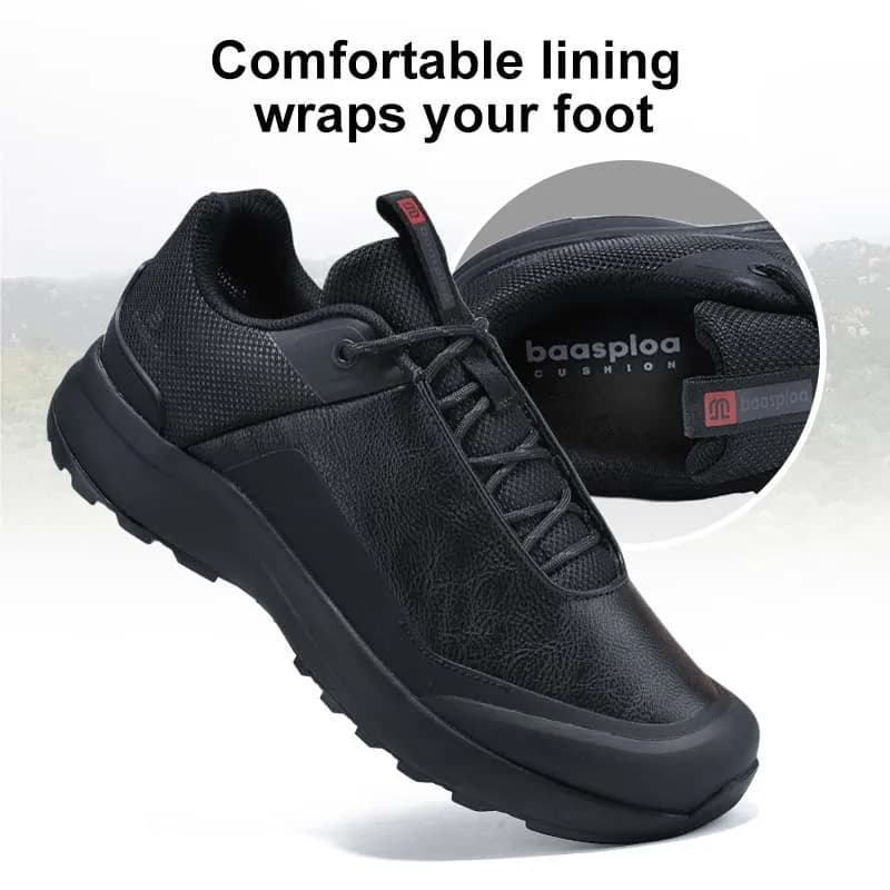 Baasploa Scarpe da trekking da uomo Scarpe da trekking comode antiscivolo resistenti all'usura Sneakers da esterno in pelle idrorepellente da uomo di marca