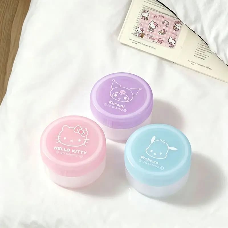 Hello Kitty Cute Cartoon Desktop Accessories: Eye Cream and Face Cream Travel-Size Containers Portable Mini Round Storage Jars