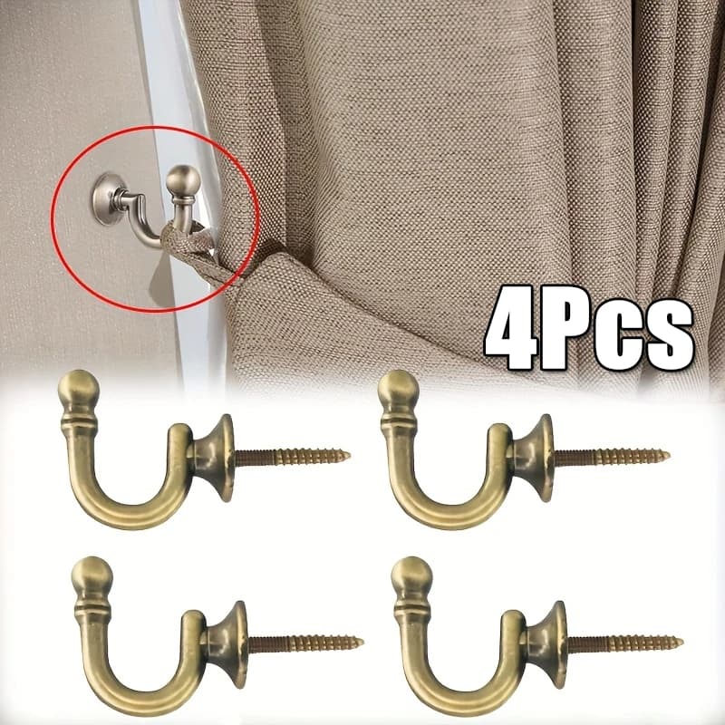4Pcs/Set European Style U-Shaped Curtain Hooks Buckle Decorative Home Hardware Wall Tieback Handle Feel Curtain Accessories