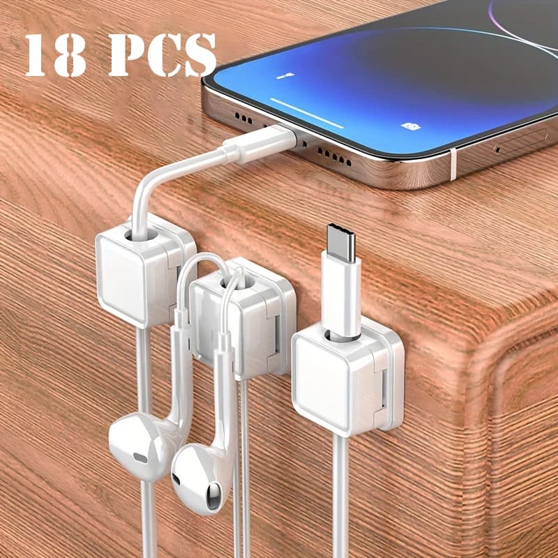 6/18pcs Organizzatore di clip per cavi magnetici Supporto per cavi autoadesivo Antiscivolo Gestione dei cavi da tavolo Supporto per cavo di ricarica nascosto
