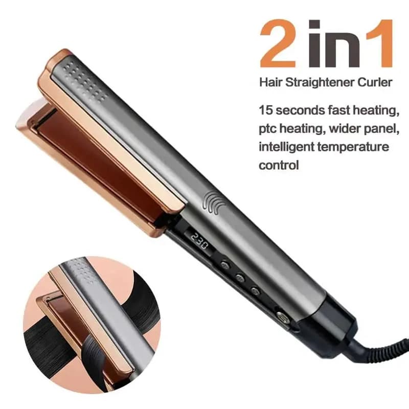 2 in 1 Electric Hair Dryer and Straightener Rapid Heat-Up 13 Temperature Auto Shut-Off Wet to Dry for Household Use